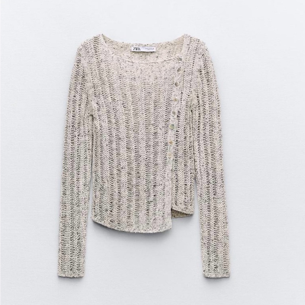 NWT ZARA Asymmetrical Open Knit Sweater